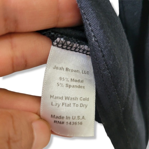 Joah Brown Black Long Sleeve Soft Stretchy Jersey Knit High Low Tee Size M/L - Picture 6 of 9